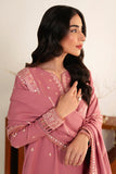 Neeshay Fall Pret Embroidered Karandi Stitched 3Pc Suit - Pink Reverie