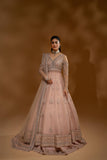 Hemstitch Unstitched Wedding Formal Net 3Pc Suit WDU-04 Rose