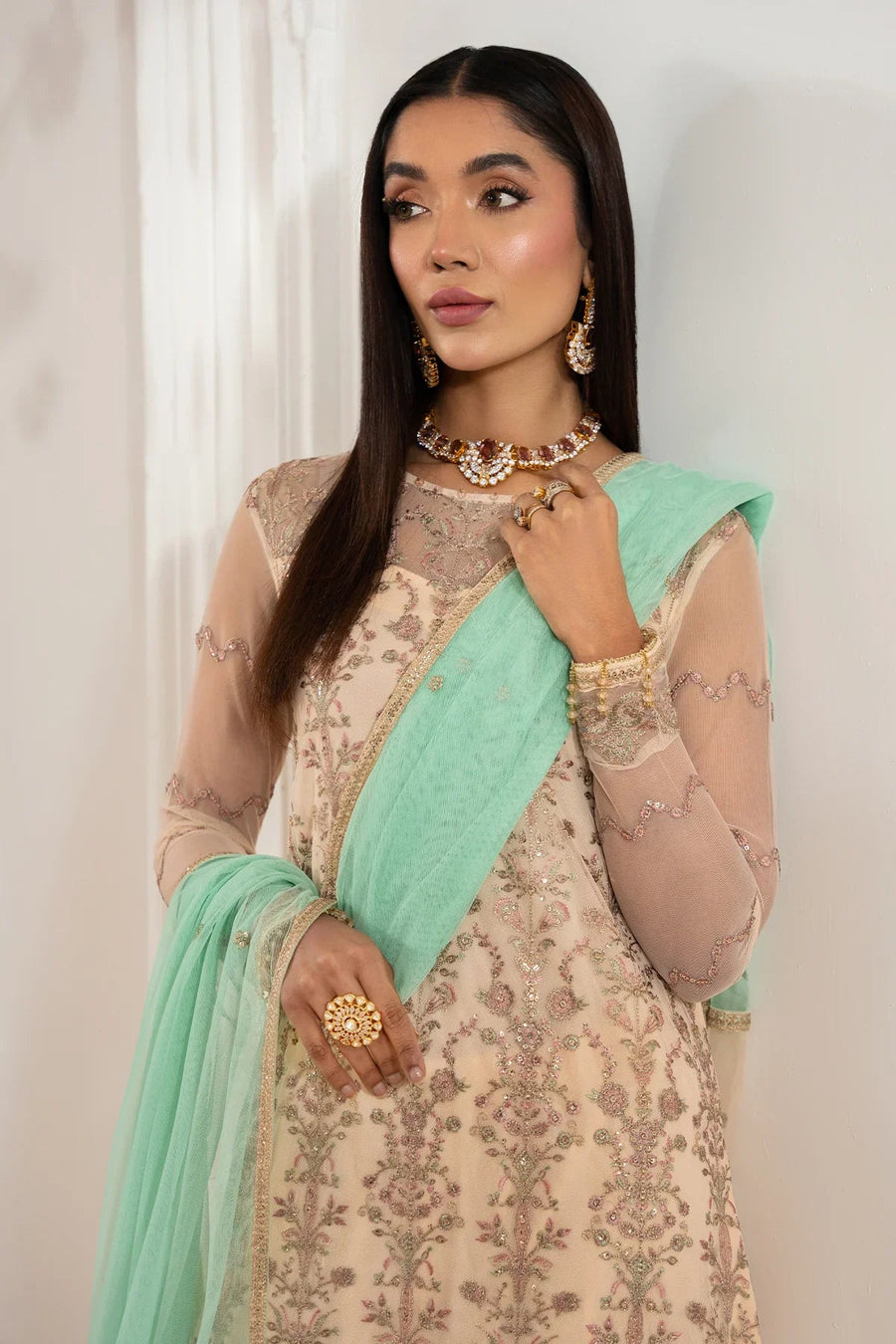 Zarif Heer Sequins Embroidered Net Unstitched 3Pc Suit Z-05 ZORAIZ