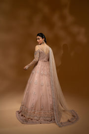 Hemstitch Unstitched Wedding Formal Net 3Pc Suit WDU-04 Rose