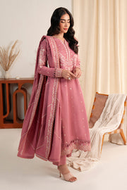 Neeshay Fall Pret Embroidered Karandi Stitched 3Pc Suit - Pink Reverie