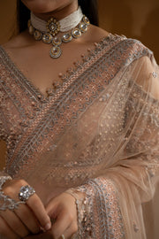 Hemstitch Unstitched Wedding Formal Net 3Pc Suit WDU-04 Rose