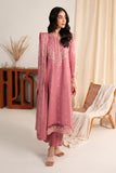 Neeshay Fall Pret Embroidered Karandi Stitched 3Pc Suit - Pink Reverie