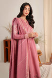 Neeshay Fall Pret Embroidered Karandi Stitched 3Pc Suit - Pink Reverie