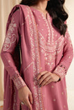 Neeshay Fall Pret Embroidered Karandi Stitched 3Pc Suit - Pink Reverie