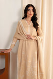 Neeshay Fall Pret Embroidered Karandi Stitched 3Pc Suit - Sand Whispers