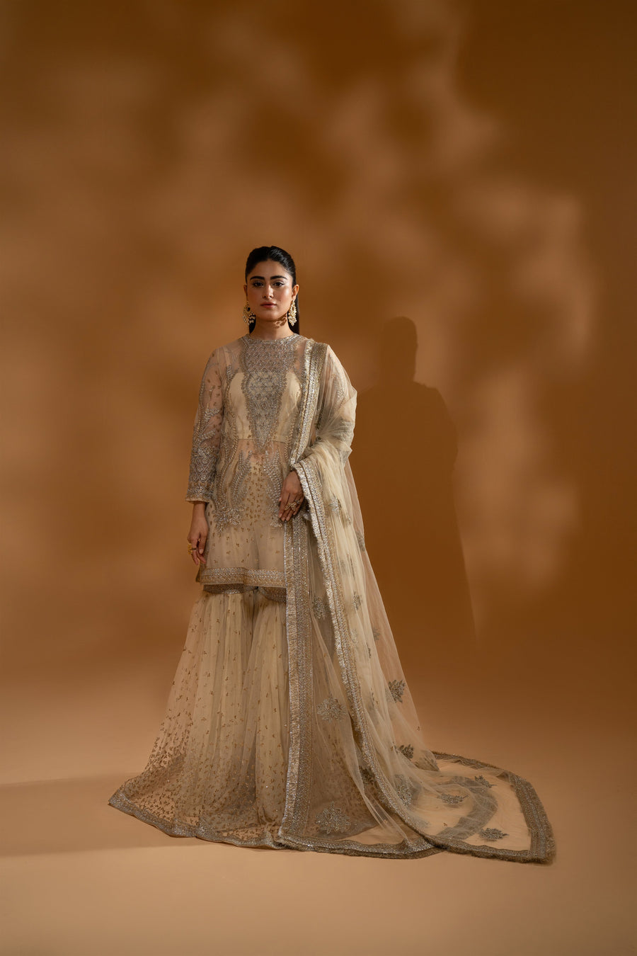 Hemstitch Unstitched Wedding Formal Net 3Pc Suit WDU-08 Leila