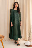 Neeshay Fall Pret Embroidered Karandi Stitched 3Pc Suit - Emerald Drape