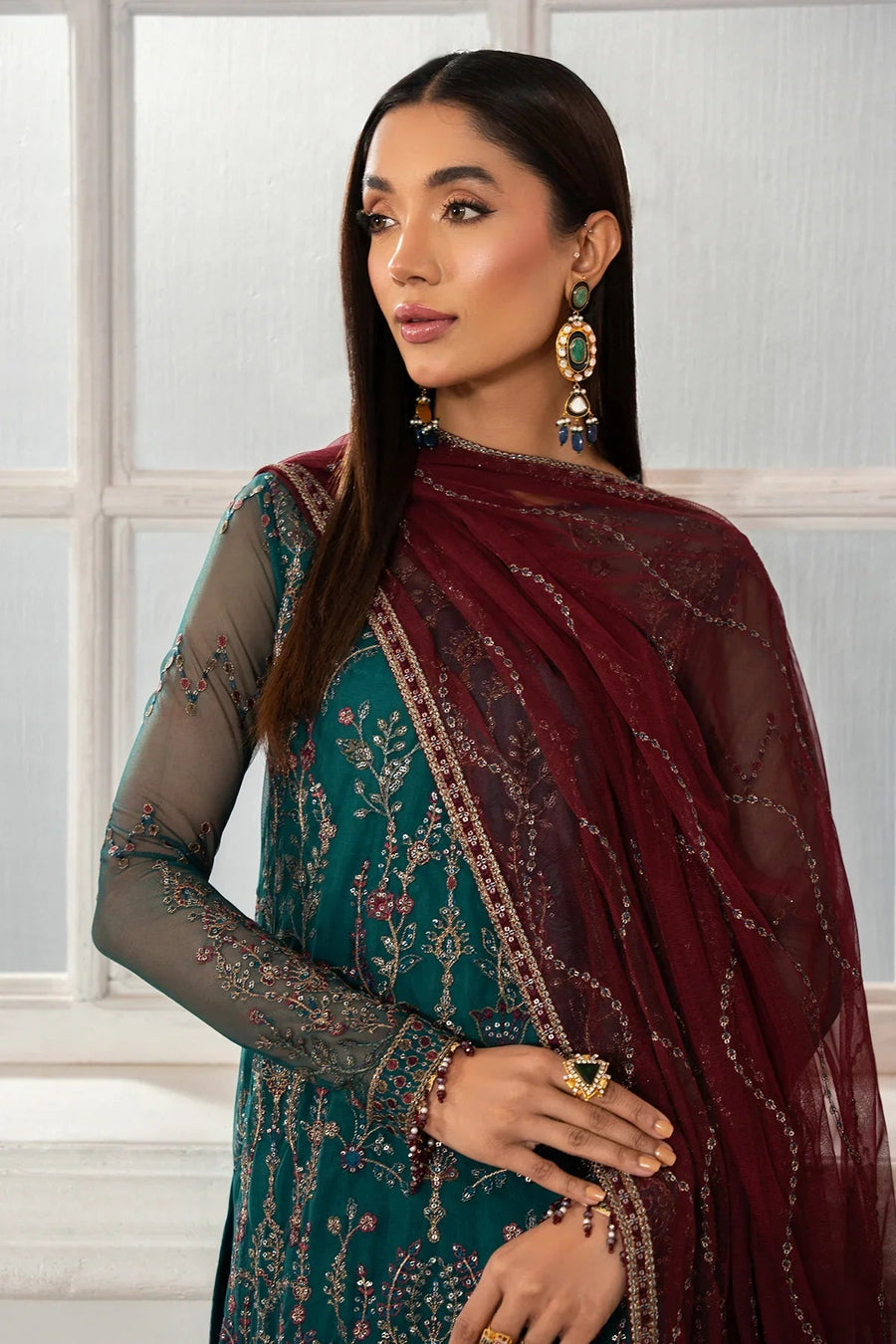 Zarif Heer Sequins Embroidered Net Unstitched 3Pc Suit Z-06 NUHA