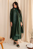 Neeshay Fall Pret Embroidered Karandi Stitched 3Pc Suit - Emerald Drape