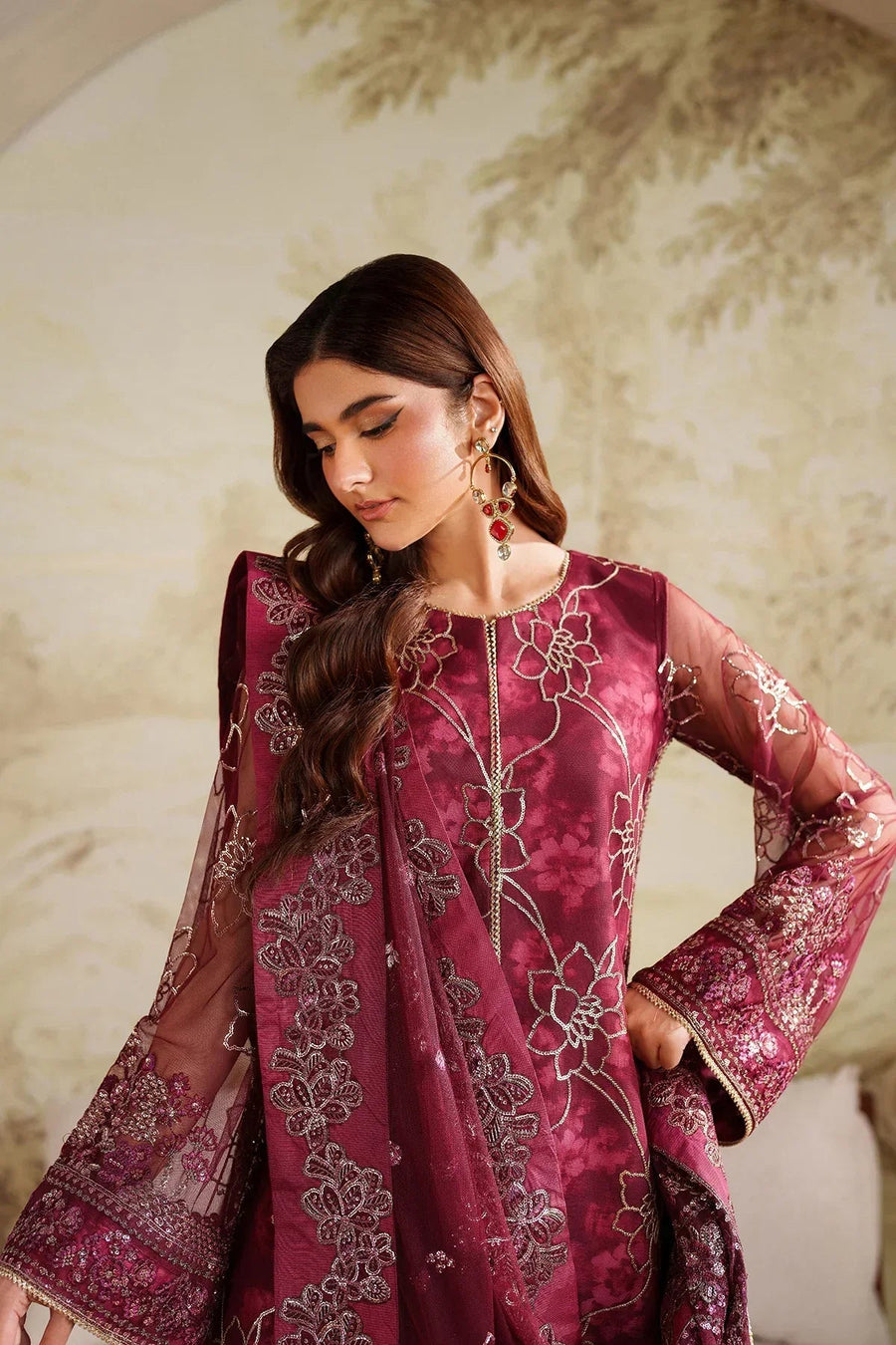 Zarif Zaneera Embroidered Net Unstitched 3Pc Suit ZRF-ZPE-07 FALEK