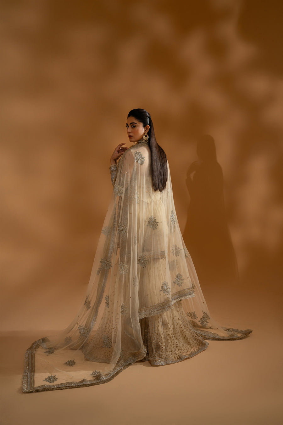 Hemstitch Unstitched Wedding Formal Net 3Pc Suit WDU-08 Leila