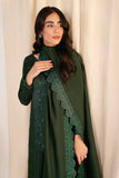 Neeshay Fall Pret Embroidered Karandi Stitched 3Pc Suit - Emerald Drape