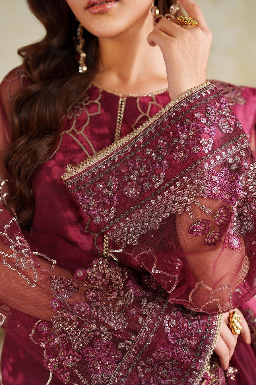 Zarif Zaneera Embroidered Net Unstitched 3Pc Suit ZRF-ZPE-07 FALEK