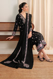 Neeshay Fall Pret Embroidered Karandi Stitched 3Pc Suit - Noir Garden