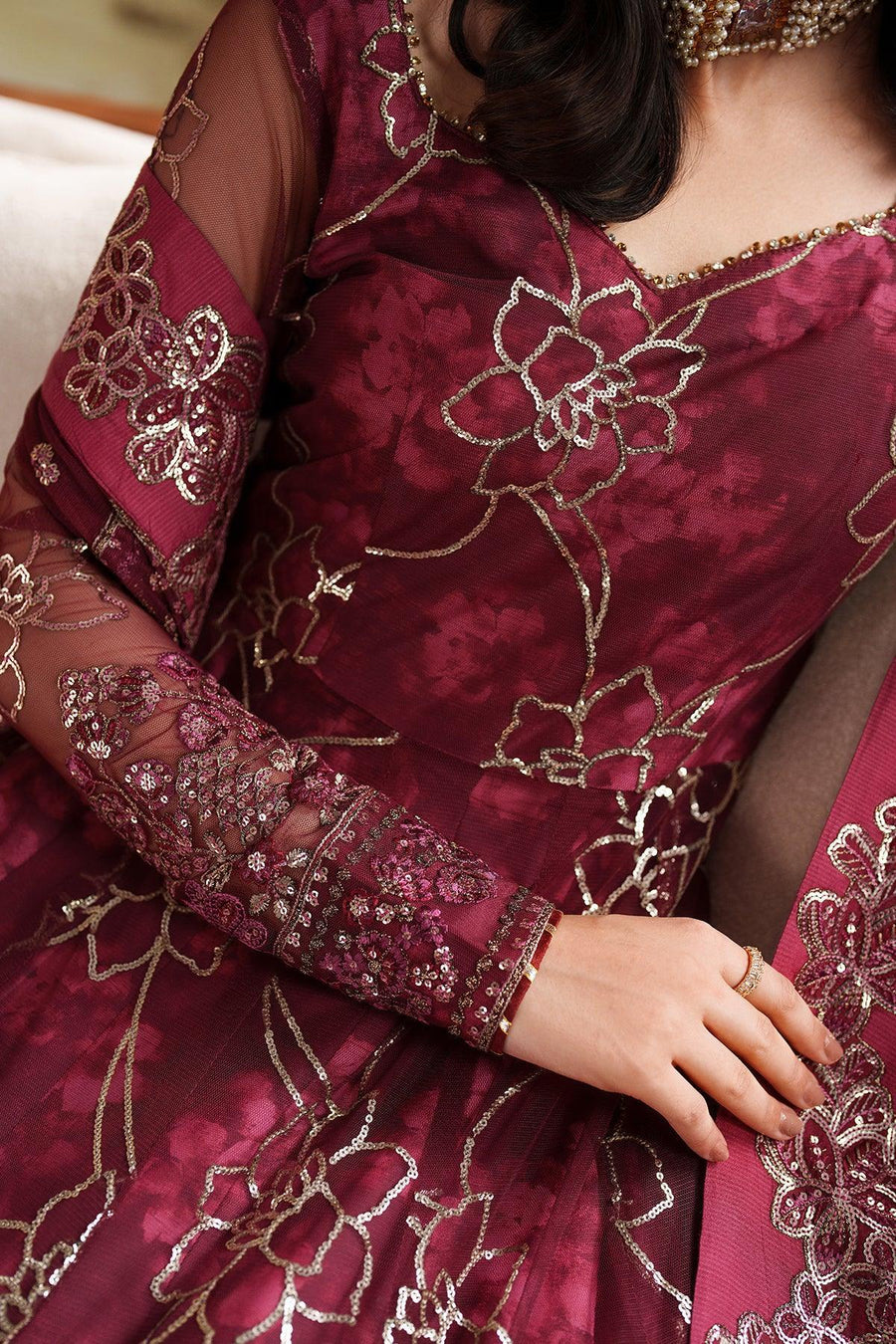 Zarif Zaneera Embroidered Net Unstitched 3Pc Suit ZRF-ZPE-07 FALEK