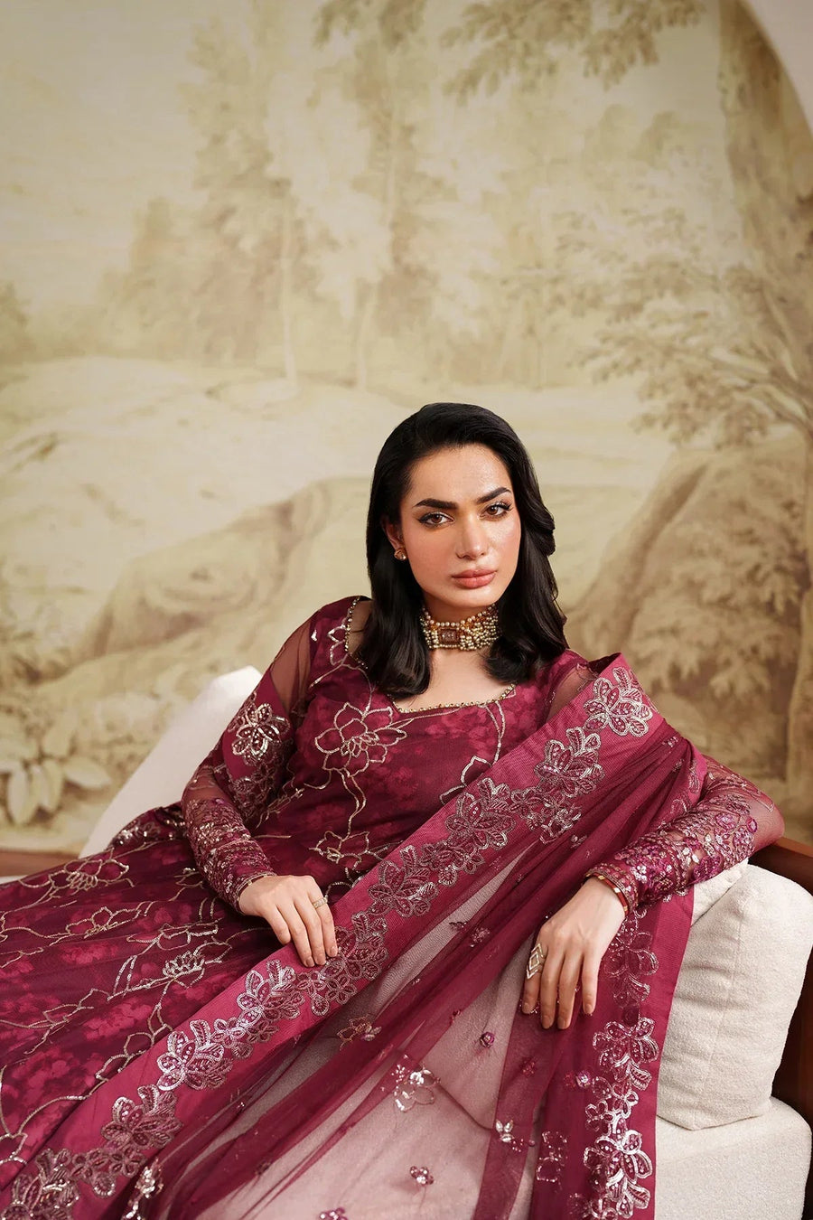Zarif Zaneera Embroidered Net Unstitched 3Pc Suit ZRF-ZPE-07 FALEK