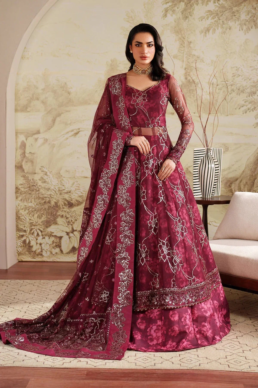 Zarif Zaneera Embroidered Net Unstitched 3Pc Suit ZRF-ZPE-07 FALEK