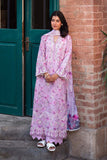 Neeshay Summer Lines Printkari Embroidered Lawn Unstitched 3Pc Suit - WISTERIA