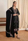 Neeshay Fall Pret Embroidered Karandi Stitched 3Pc Suit - Noir Garden