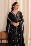 Neeshay Fall Pret Embroidered Karandi Stitched 3Pc Suit - Noir Garden