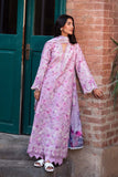 Neeshay Summer Lines Printkari Embroidered Lawn Unstitched 3Pc Suit - WISTERIA