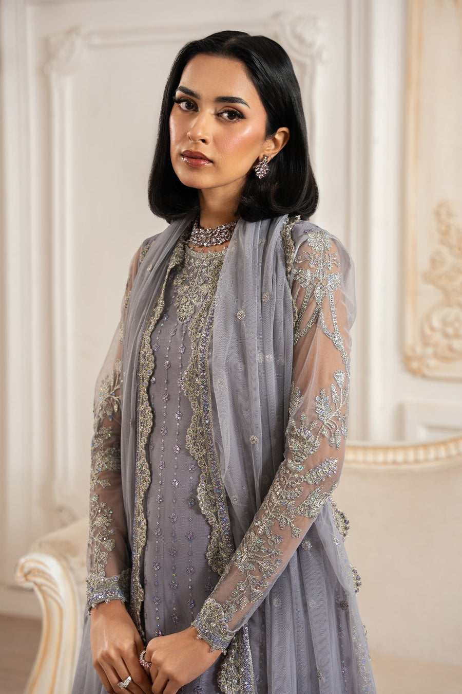 Zarif Nafees Sequins Embroidered Net Unstitched 3Pc Suit ZNAF - 01 MERVE