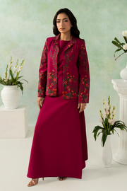 Zarposh Folds Ready to Wear Womens 2Piece Crepe Fabric Suit - ROUX