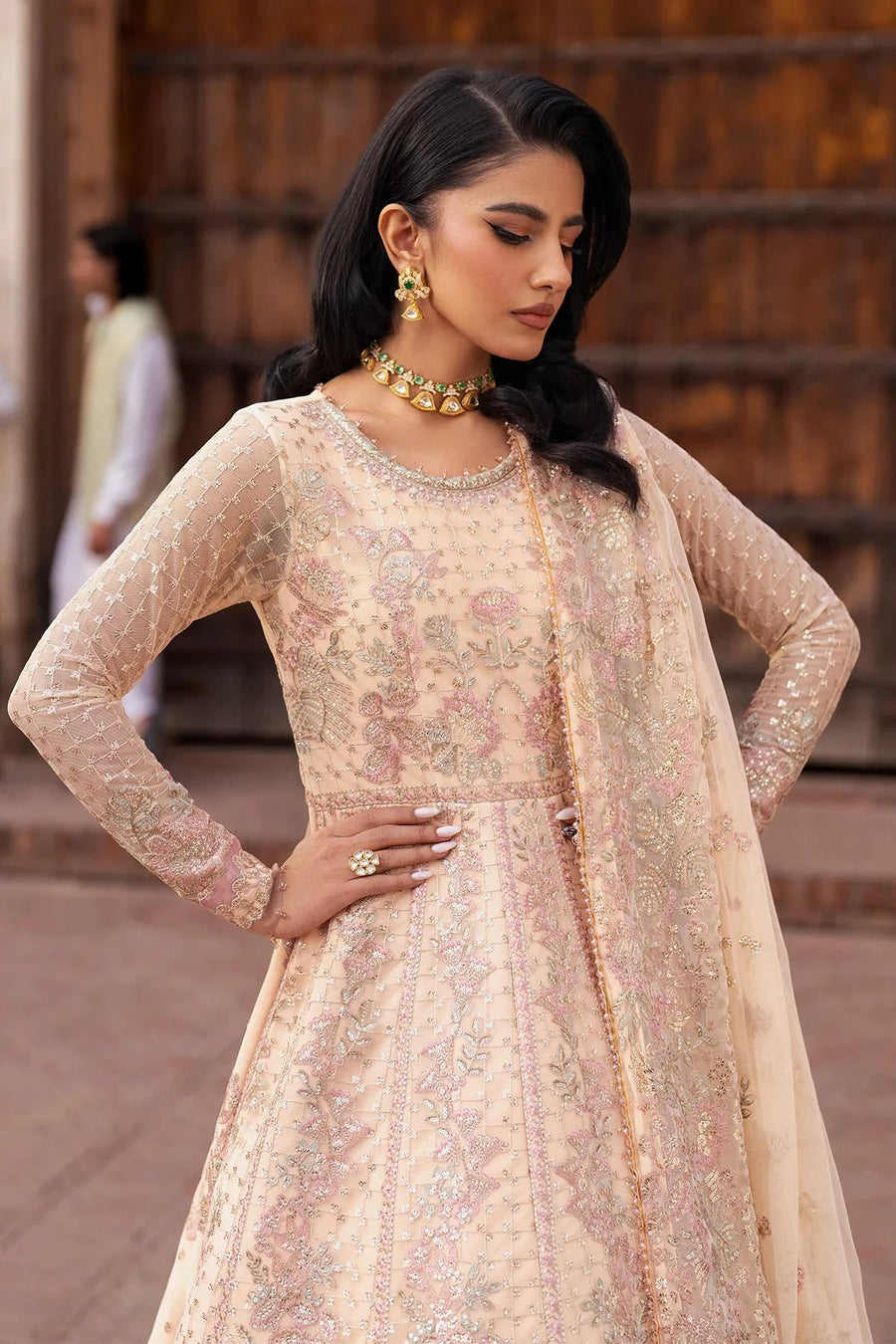 Zarif Shehnai Embroidered Luxury Net Unstitched 3Pc Suit ZS-03 HEER