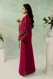 Zarposh Folds Ready to Wear Womens 2Piece Crepe Fabric Suit - ROUX