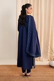 Neeshay Fall Pret Embroidered Karandi Stitched 3Pc Suit - Sapphire Blue 