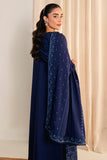 Neeshay Fall Pret Embroidered Karandi Stitched 3Pc Suit - Sapphire Blue 