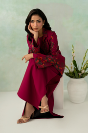 Zarposh Folds Ready to Wear Womens 2Piece Crepe Fabric Suit - ROUX
