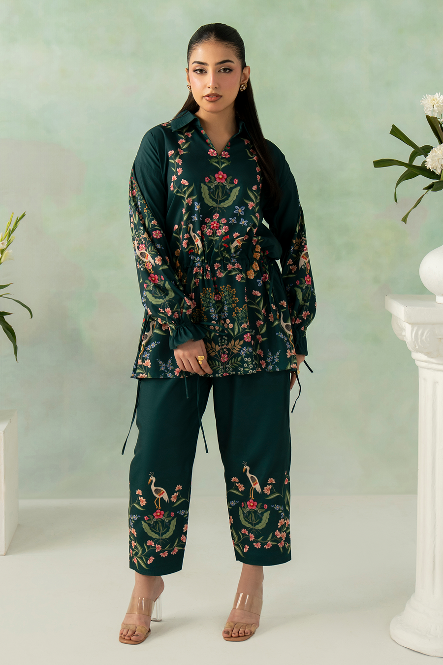 Zarposh Folds Ready to Wear Womens 2Piece Crepe Fabric Suit - Evara