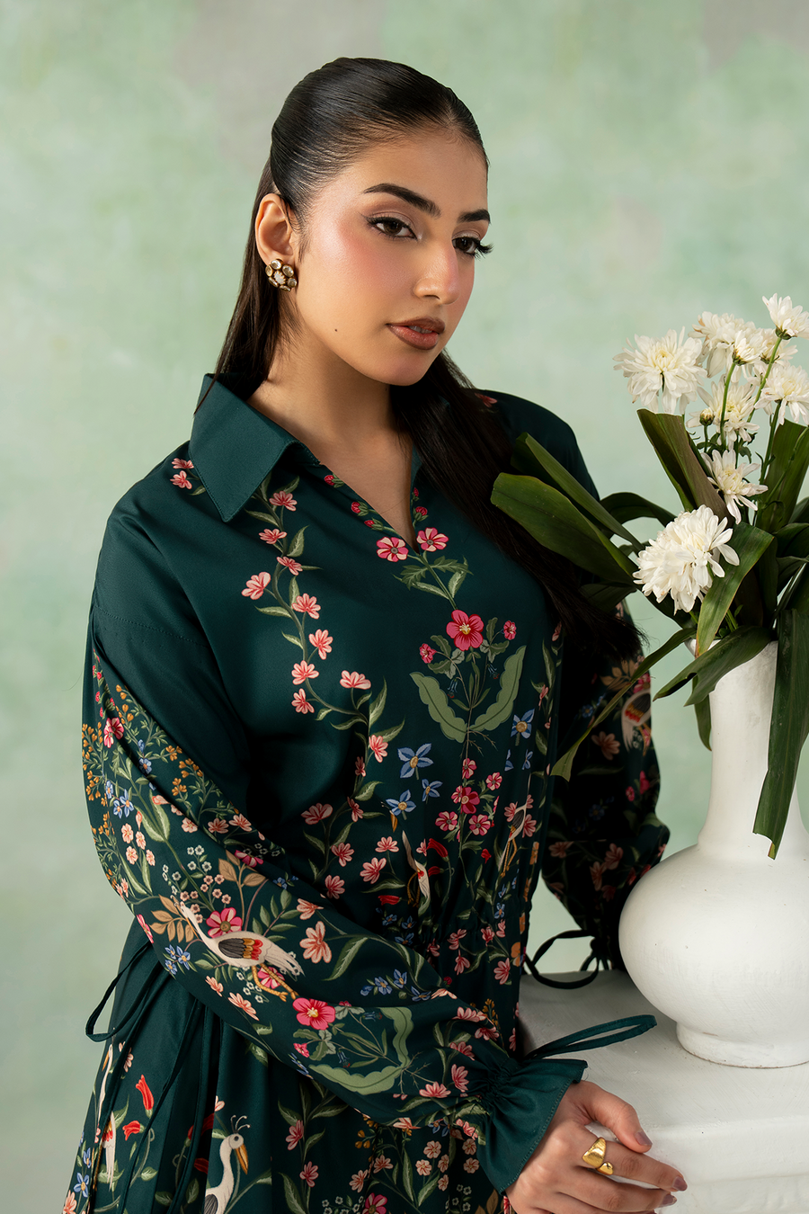 Zarposh Folds Ready to Wear Womens 2Piece Crepe Fabric Suit - Evara