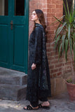 Neeshay Summer Lines Printkari Embroidered Lawn Unstitched 3Pc Suit - OBSIDIAN
