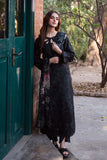 Neeshay Summer Lines Printkari Embroidered Lawn Unstitched 3Pc Suit - OBSIDIAN