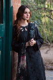 Neeshay Summer Lines Printkari Embroidered Lawn Unstitched 3Pc Suit - OBSIDIAN