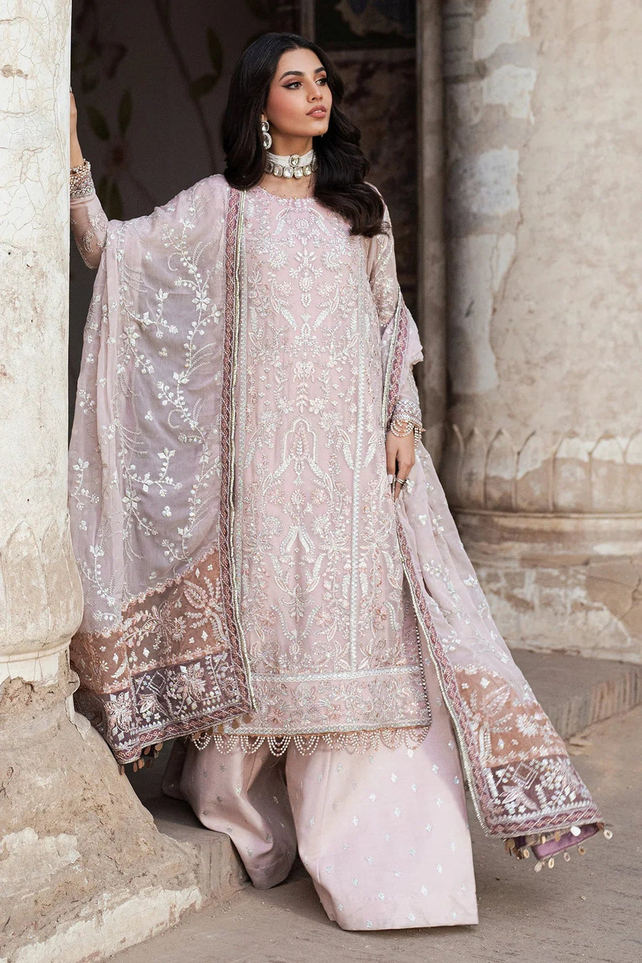 Zarif Shehnai Embroidered Luxury Chiffon Unstitched 3Pc Suit ZS-07 MANARA