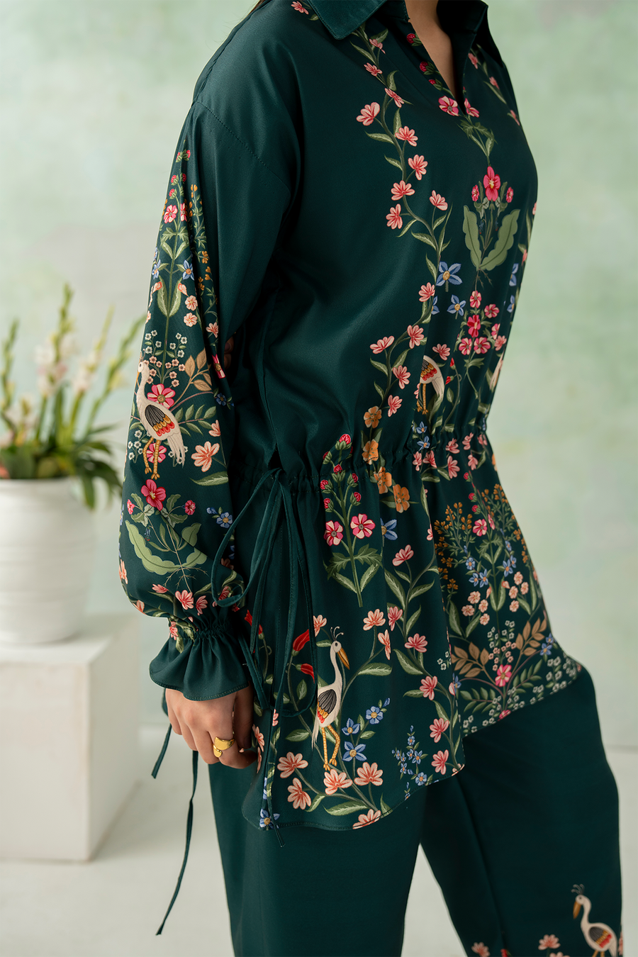 Zarposh Folds Ready to Wear Womens 2Piece Crepe Fabric Suit - Evara
