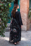 Neeshay Summer Lines Printkari Embroidered Lawn Unstitched 3Pc Suit - OBSIDIAN