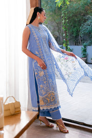 Neeshay Symphony Embroidered Lawn Unstitched 3Pc Suit - INDIGO
