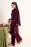 Neeshay Fall Pret Embroidered Karandi Stitched 3Pc Suit - Berry Blush