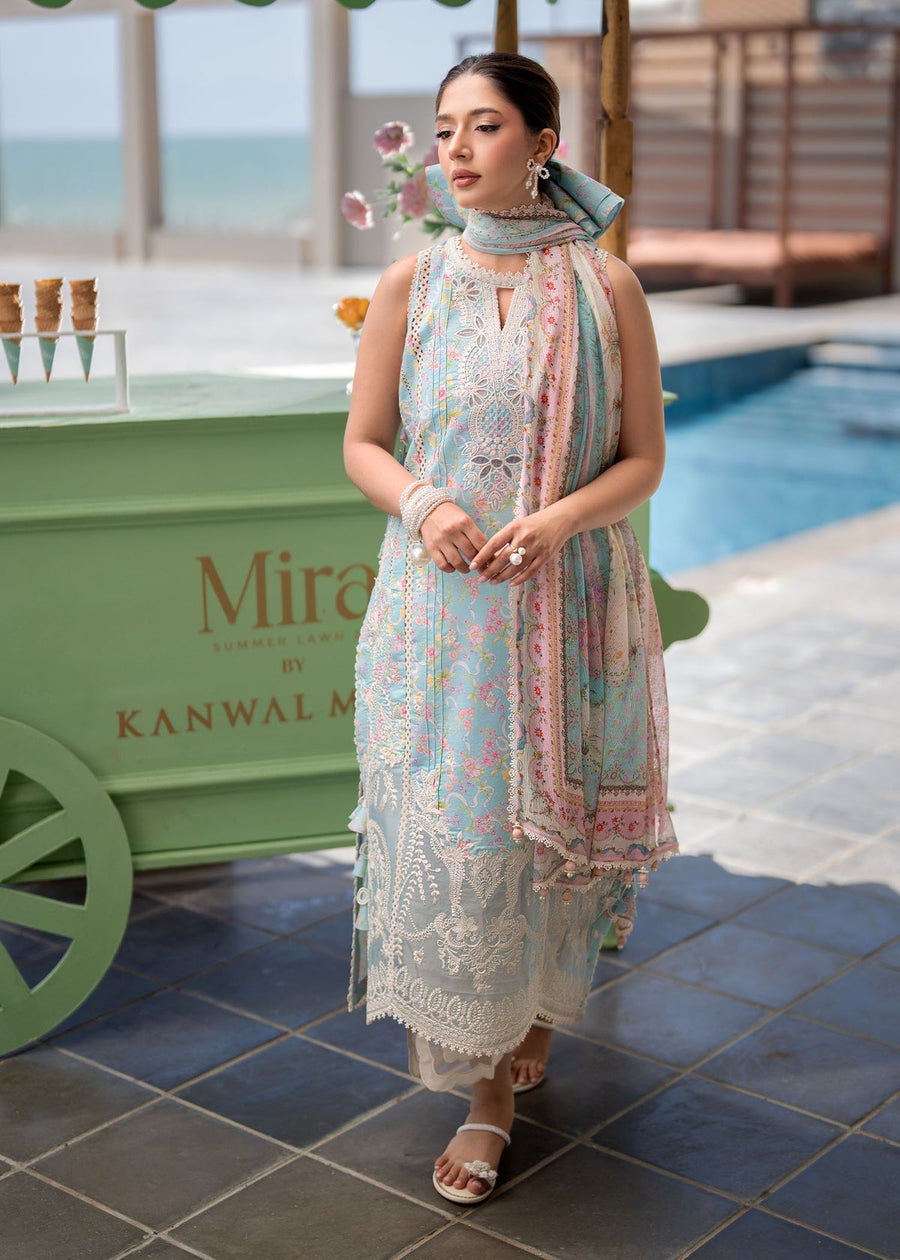 Kanwal Malik Mira Summer Lawn Unstitched Embroidered 3Pc Suit - Tiya