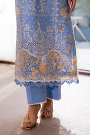 Neeshay Symphony Embroidered Lawn Unstitched 3Pc Suit - INDIGO