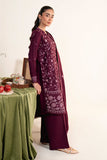 Neeshay Fall Pret Embroidered Karandi Stitched 3Pc Suit - Berry Blush