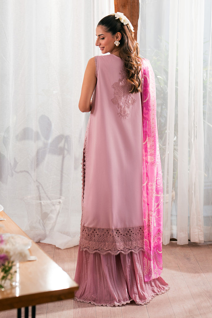 Neeshay Symphony Embroidered Lawn Unstitched 3Pc Suit - DAHLIA