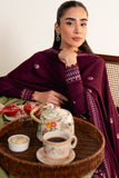 Neeshay Fall Pret Embroidered Karandi Stitched 3Pc Suit - Berry Blush