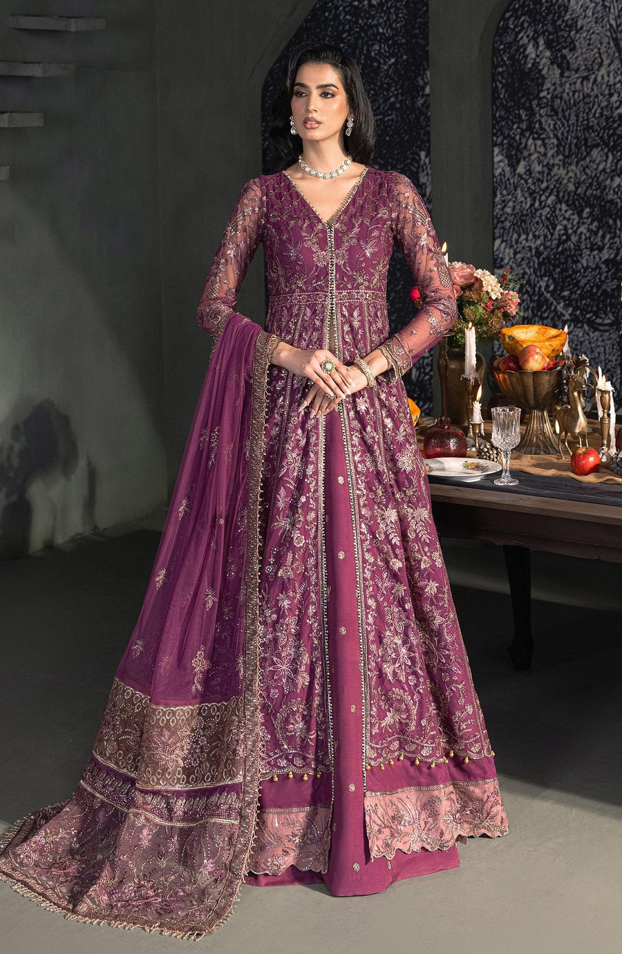 Heritage by Zarif Embroidered Net Unstitched 3Pc Suit ZHF 02 TIFFANY