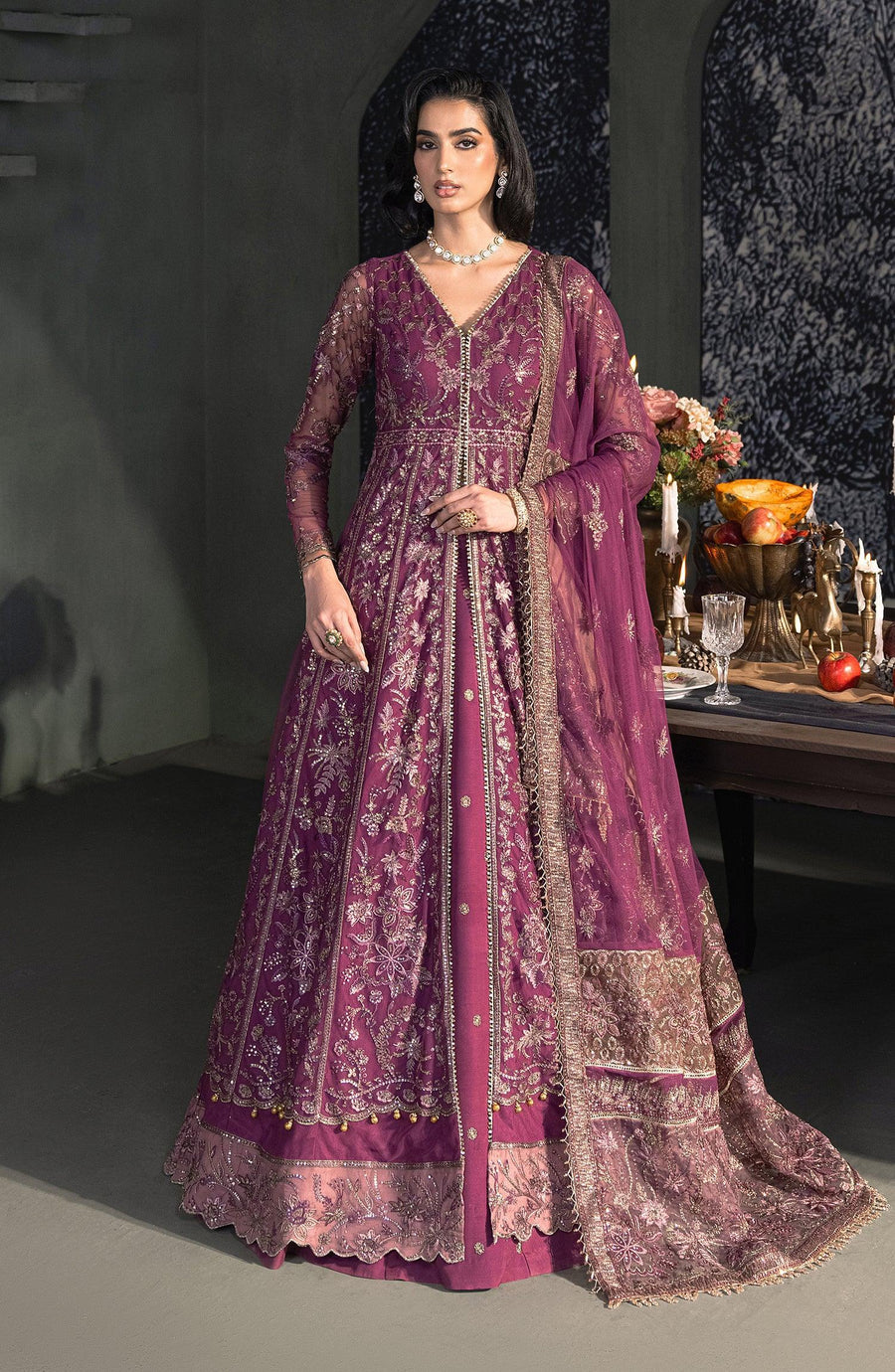 Heritage by Zarif Embroidered Net Unstitched 3Pc Suit ZHF 02 TIFFANY